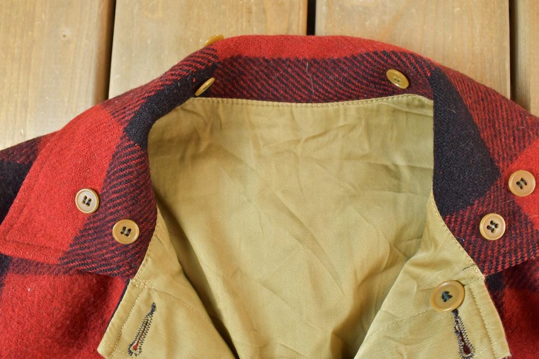 Vintage 1940s Plaid Lumberjack Reversible Midweight Jacket