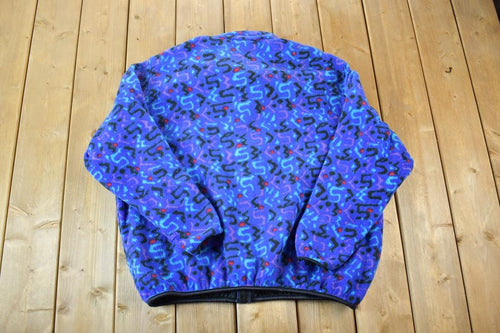 Vintage 1990s Contour Outdoors AOP Neon Abstract Pattern 90s Fleece Sweater / Outdoorsman / 90s Sweater / Streetwear / Hiking / Fleece Zip