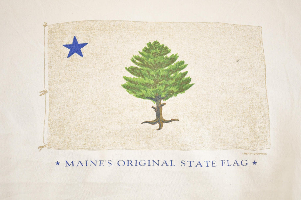 Vintage 1990s Maines State Flag FAB Bald Eagle Souvenir Crewneck Sweatshirt Men's XL / 90s Crewneck / Travel Vacation Sweater