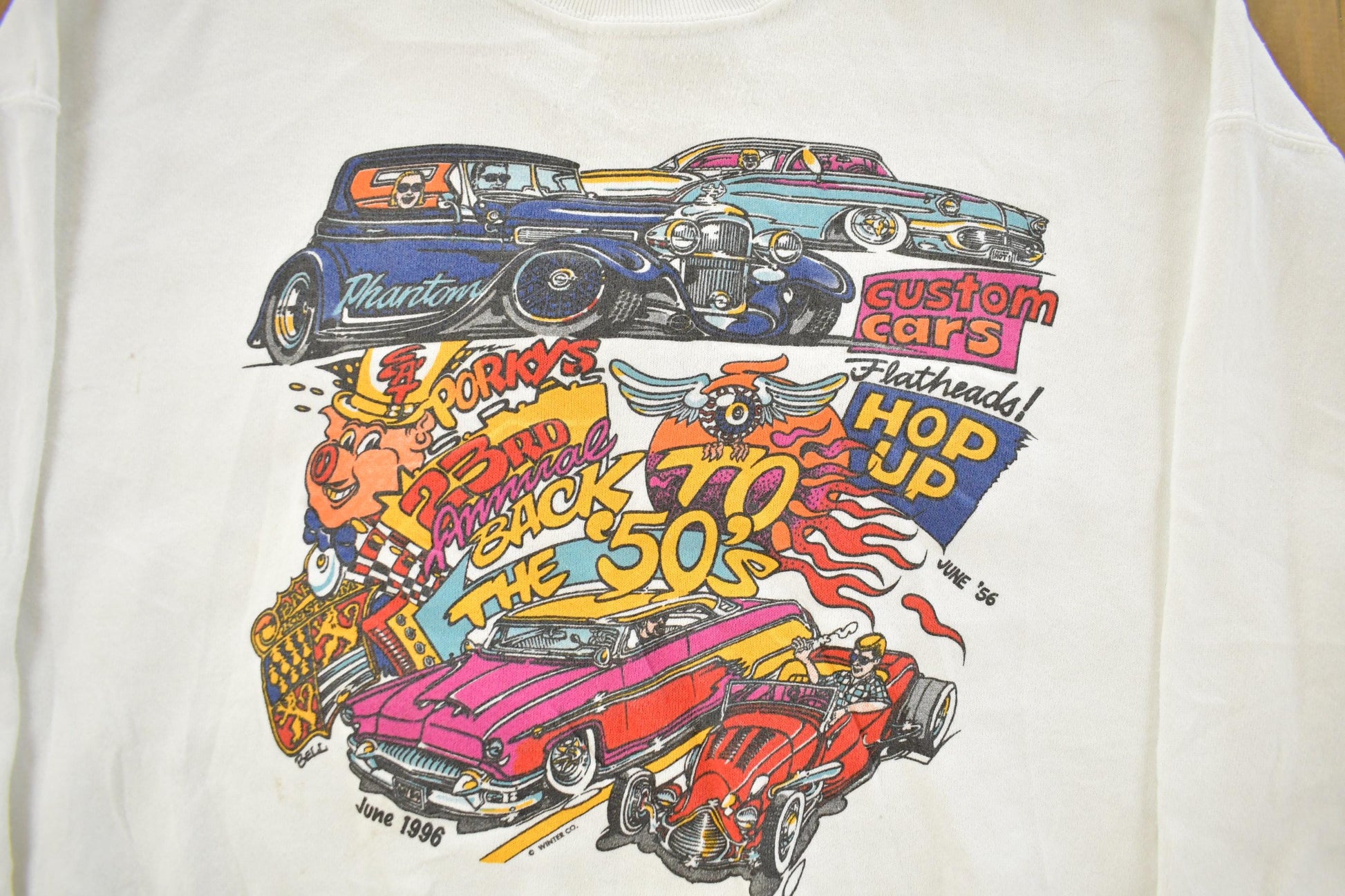 Vintage 1990s Back to the 50s Classic Cars Crewneck Sweatshirt Men's XL / 90s Crewneck / Made In USA / Streetwear / Muscle Cars