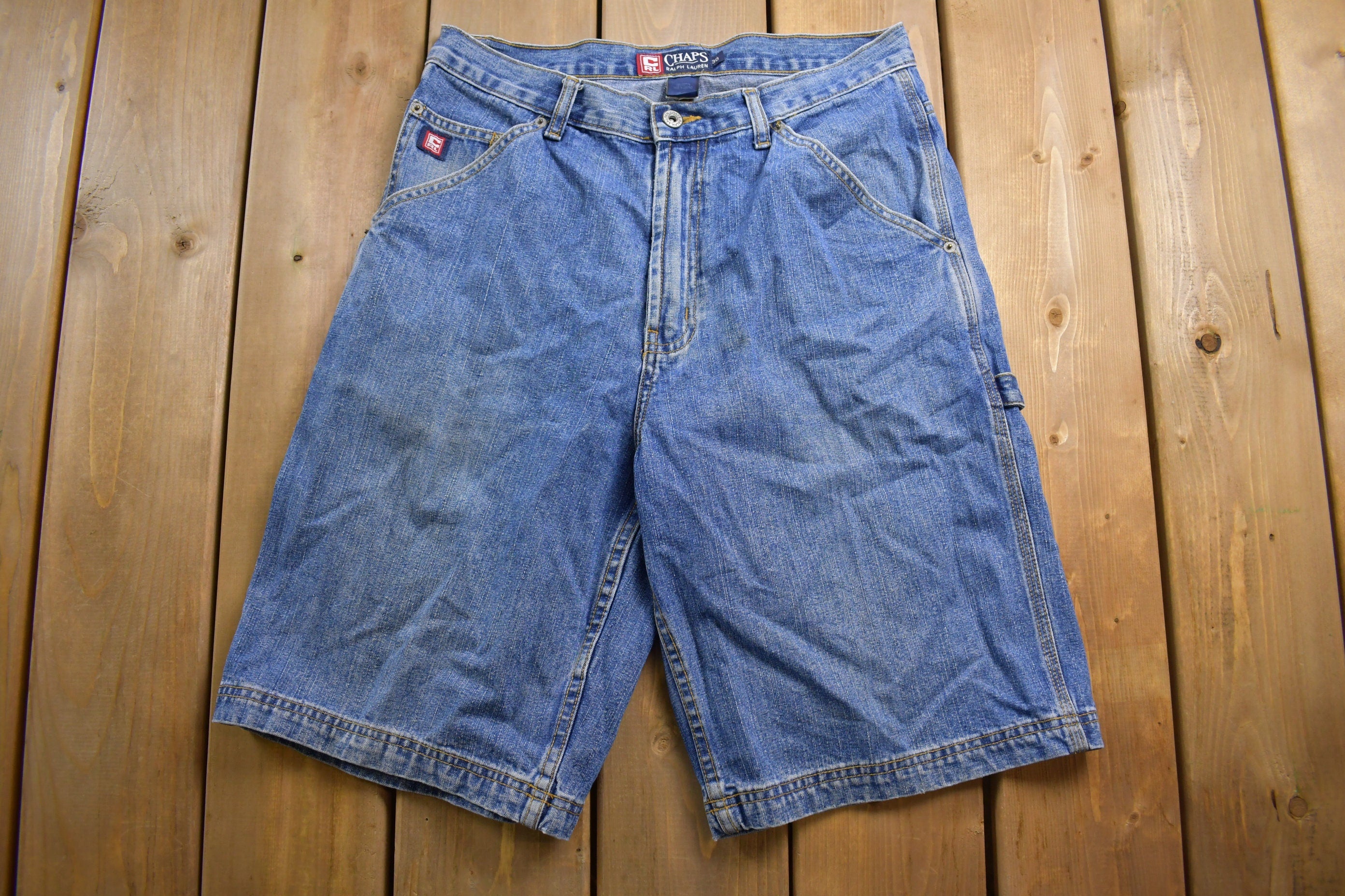Vintage 1990s Chaps by Ralph Lauren Cargo Jean Shorts Size 30