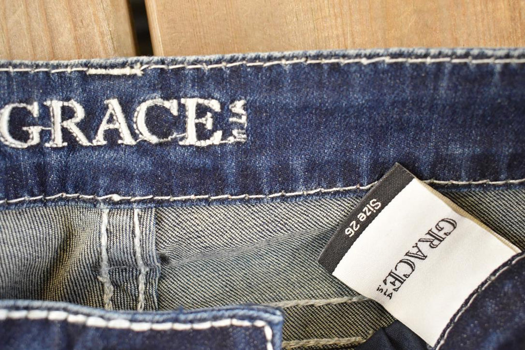 Vintage Deadstock Y2K Grace In LA Bedazzled Bootcut Low Rise Jeans Women's Size 26 x 32