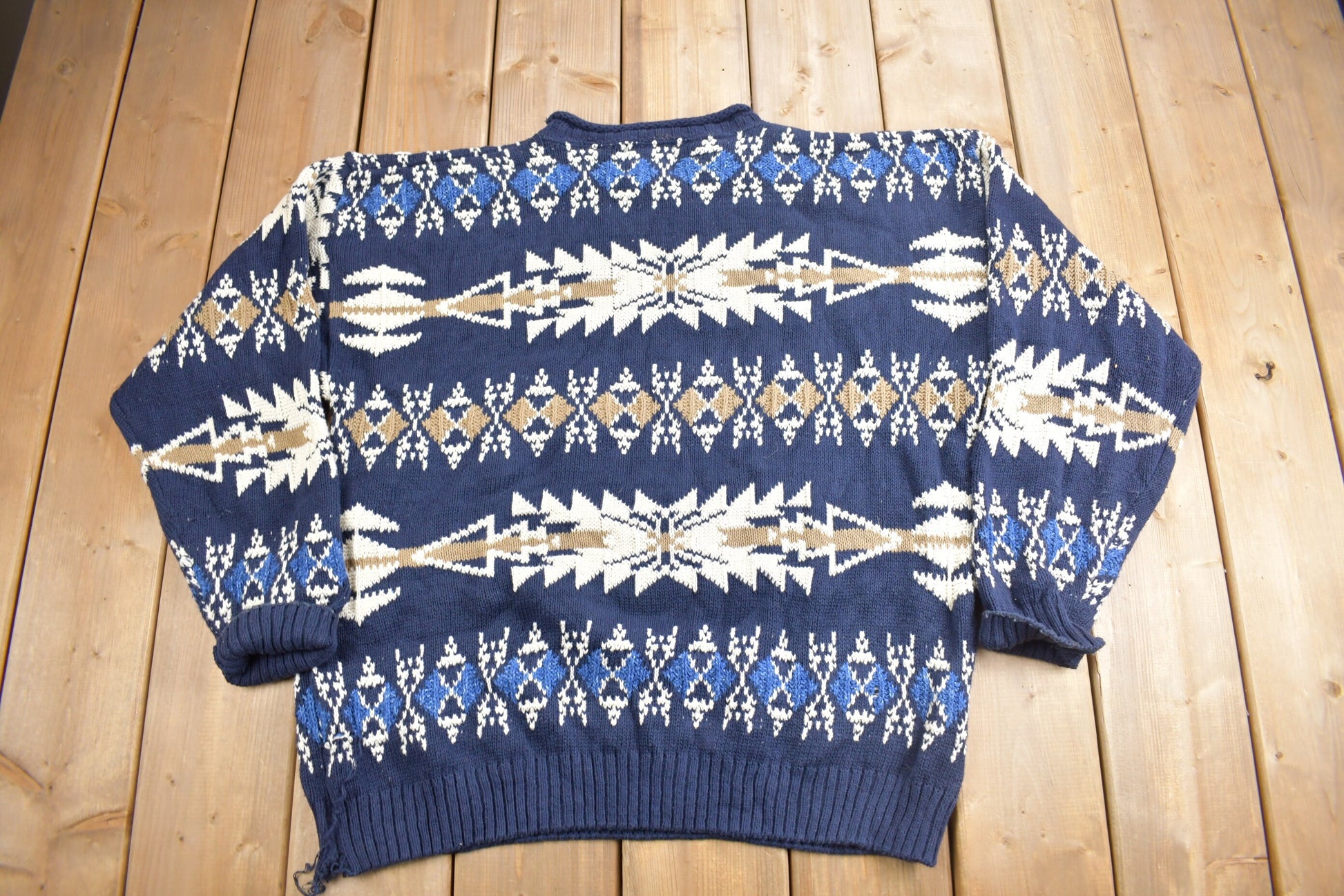 Vintage 1990s Chaps Ralph Lauren South Western Knit Sweater / Vintage 90s Crewneck / Outdoorsman / Made In USA