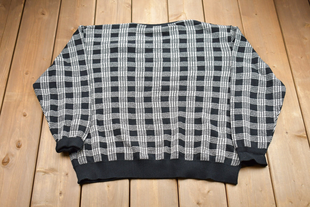 Vintage 1980s Holt Renfrew Plaid Knitted Sweater