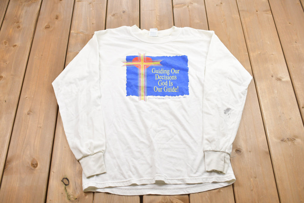 Vintage 1990s Catholic School Bible Graphic Long Sleeve Shirt