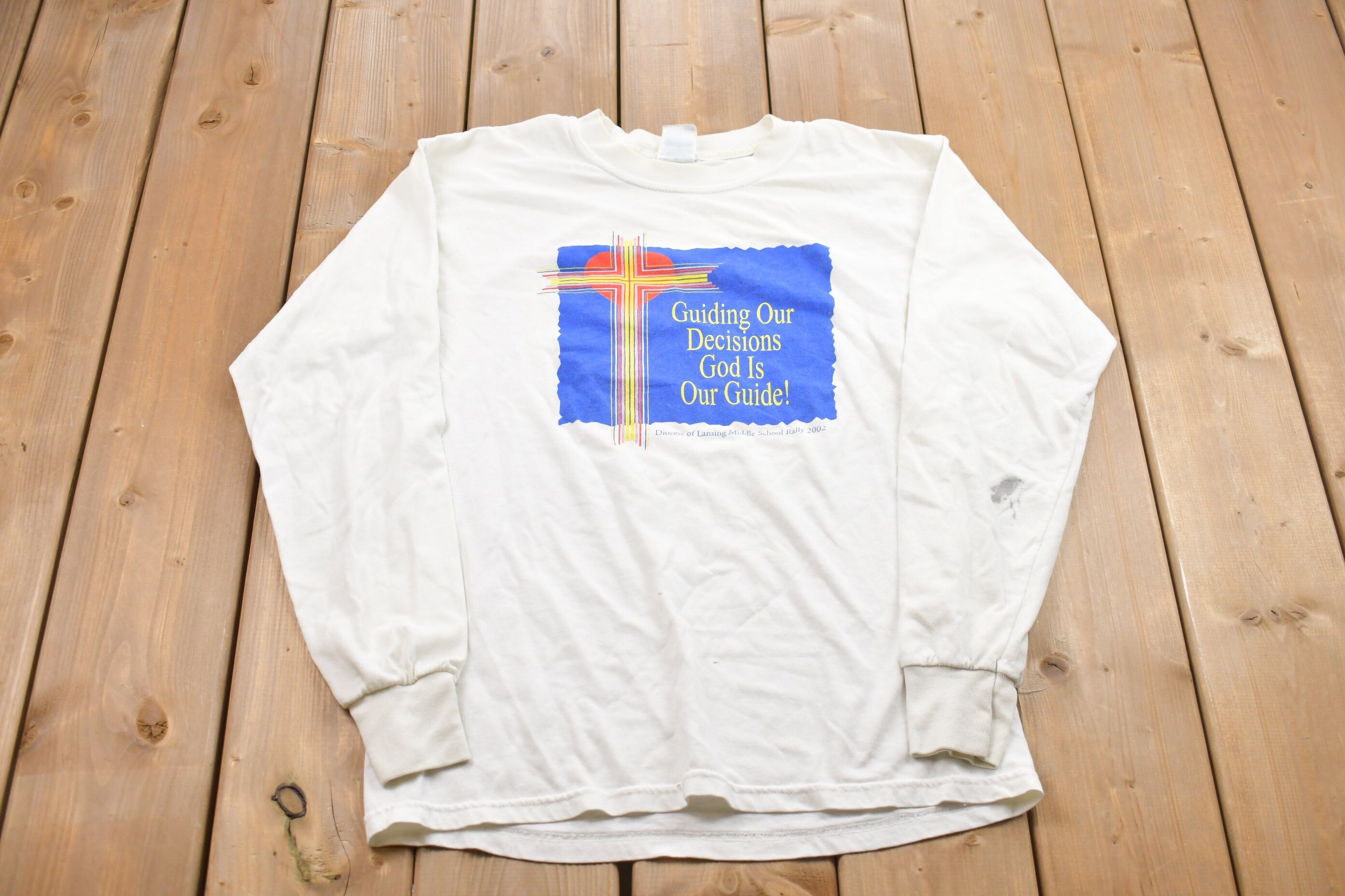 Vintage 1990s Catholic School Bible Graphic Long Sleeve Shirt