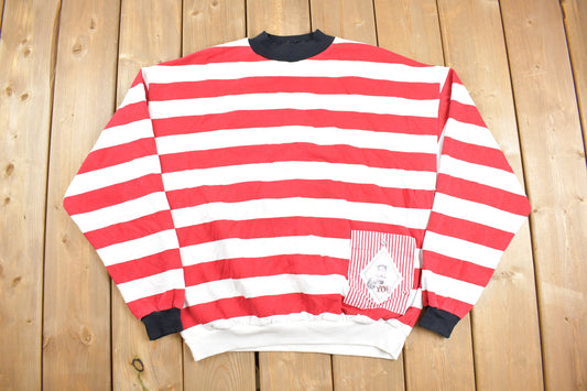 Vintage 1980s Le Tigre Your Country Needs You Crewneck Sweatshirt / 80s Crewneck / Made In USA / Striped / Streetwear / 90s