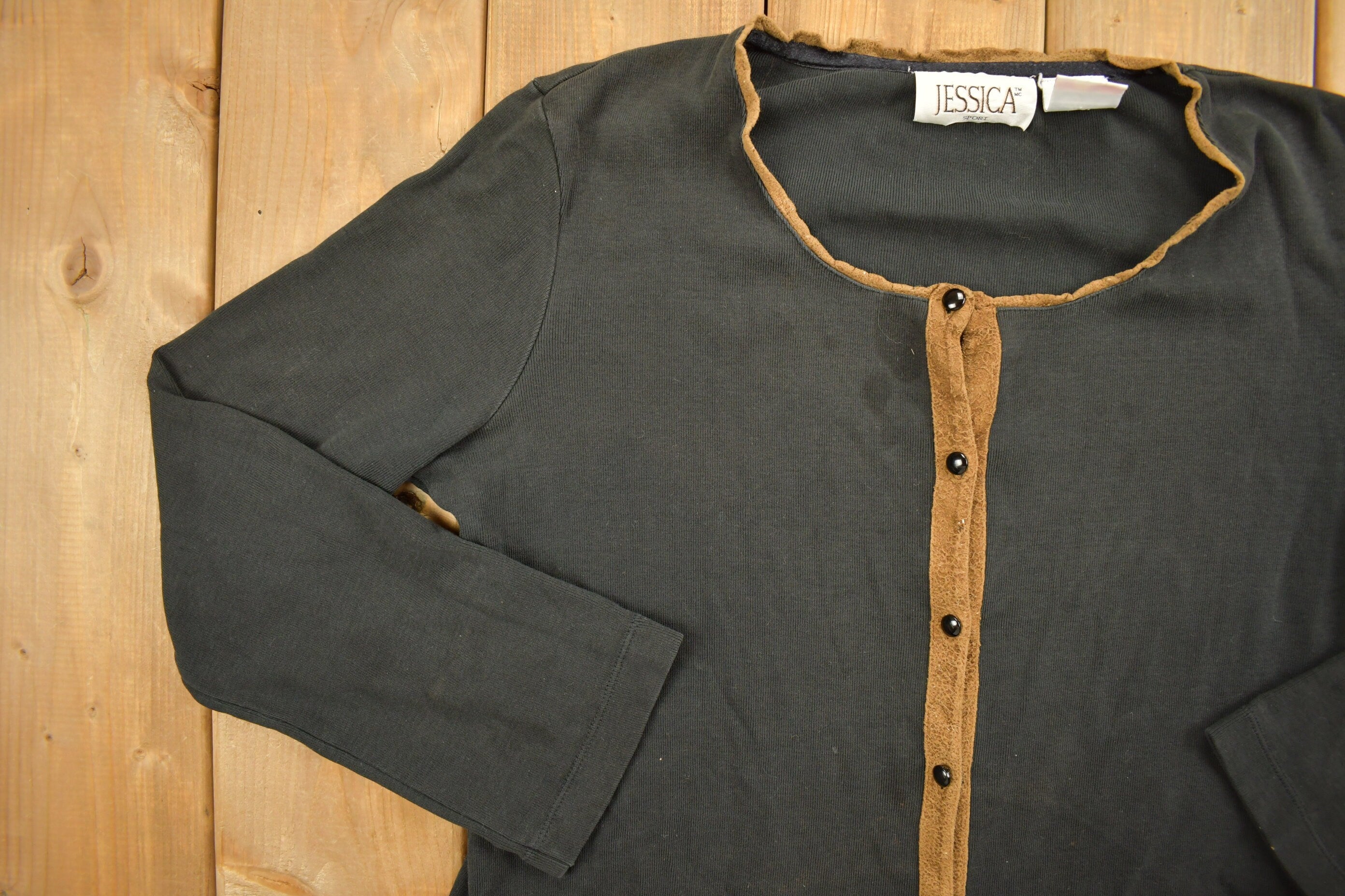 Vintage 1990s Jessica Sport Knit Cardigan Sweater