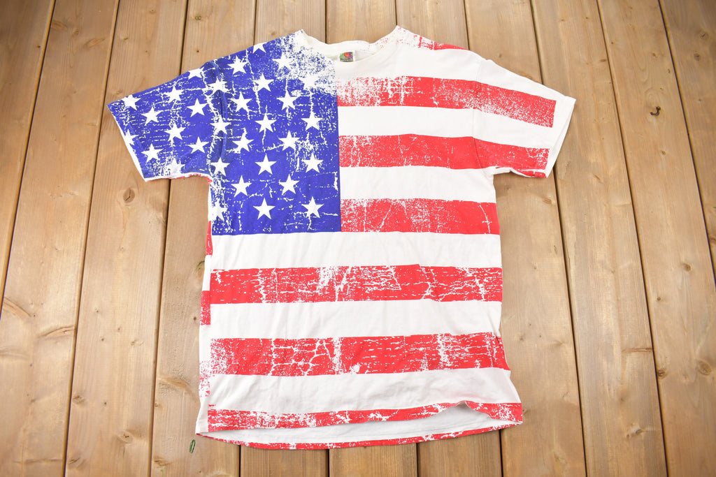 Vintage 1990s USA Flag Graphic Souvenir T Shirt