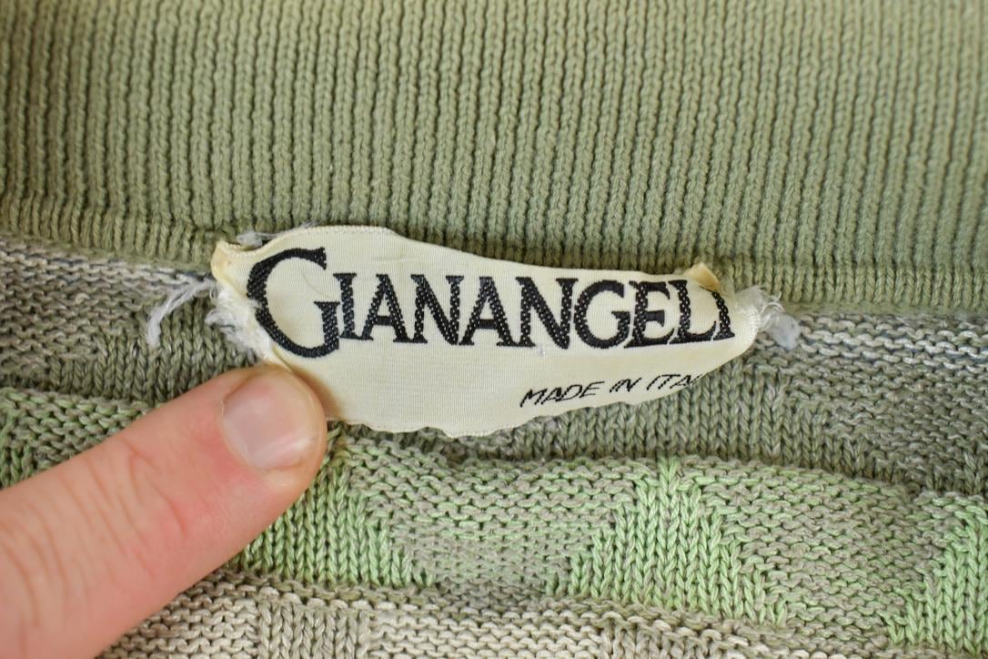 Vintage 1990s Gianangeli Quarter Button Cable Knit Crewneck Sweater