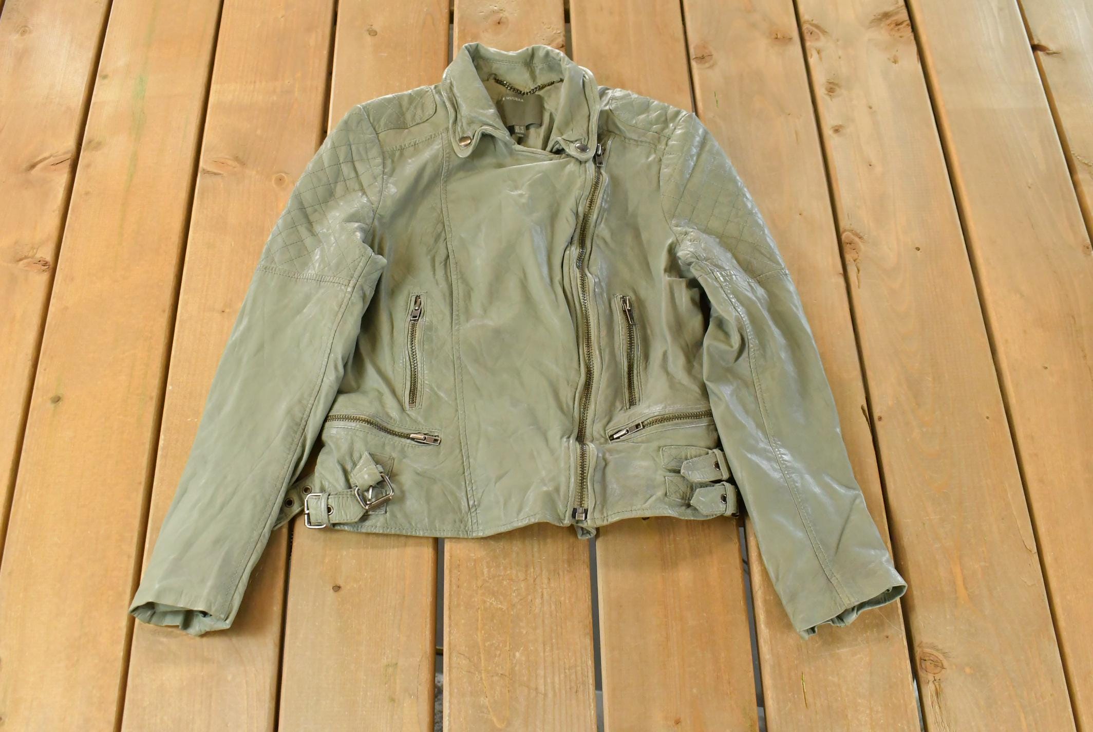 Vintage 2000s Muubaa Leather Biker Jacket Women's Small