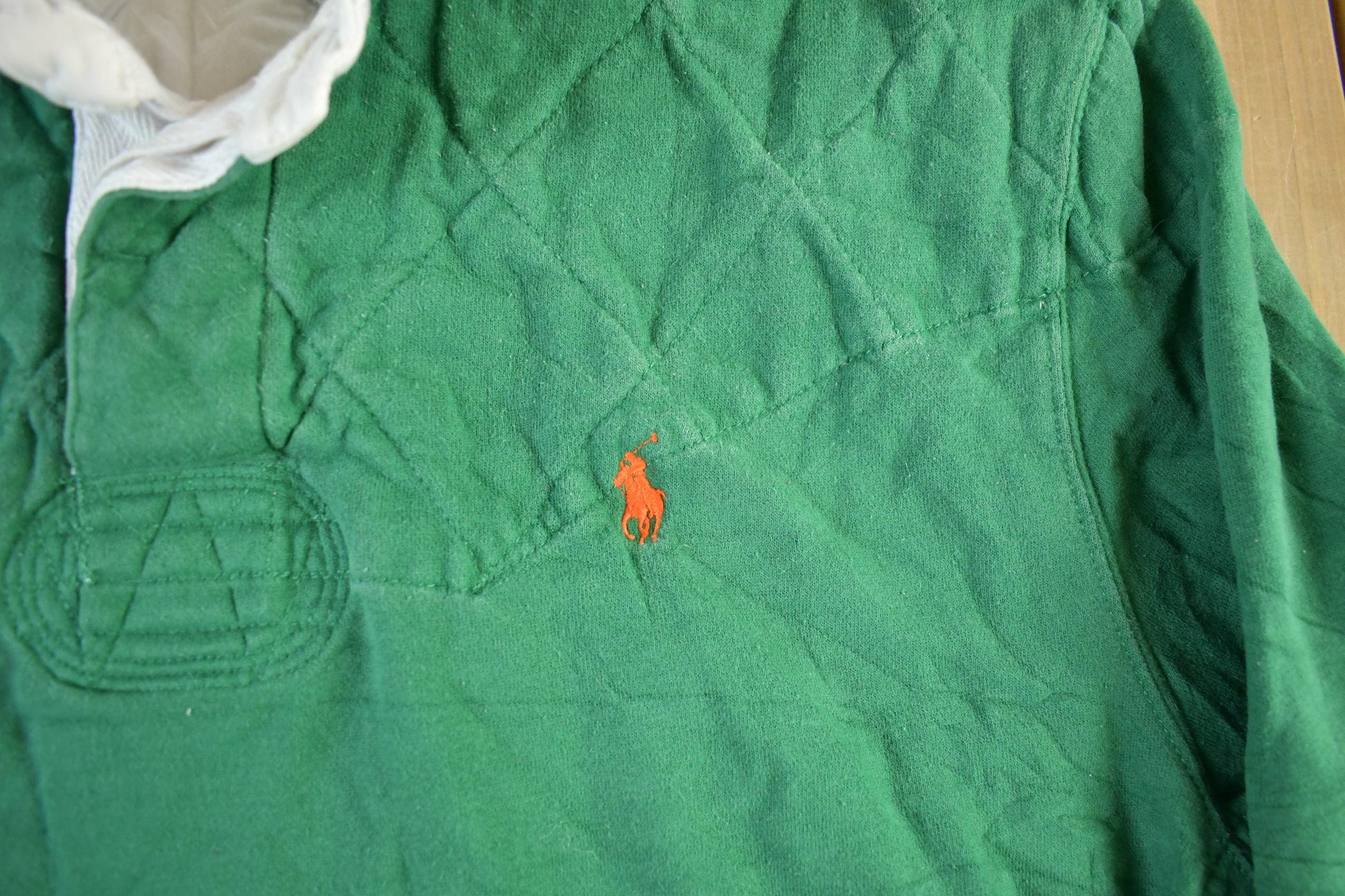 Vintage 90s Polo Ralph Lauren Green Rugby Shirt (Men's XL)