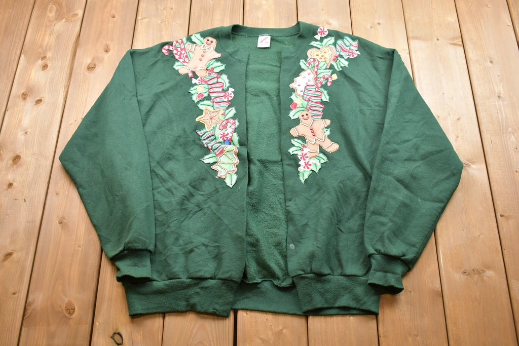 Vintage 1990s Homemade Cardigan Christmas Crewneck