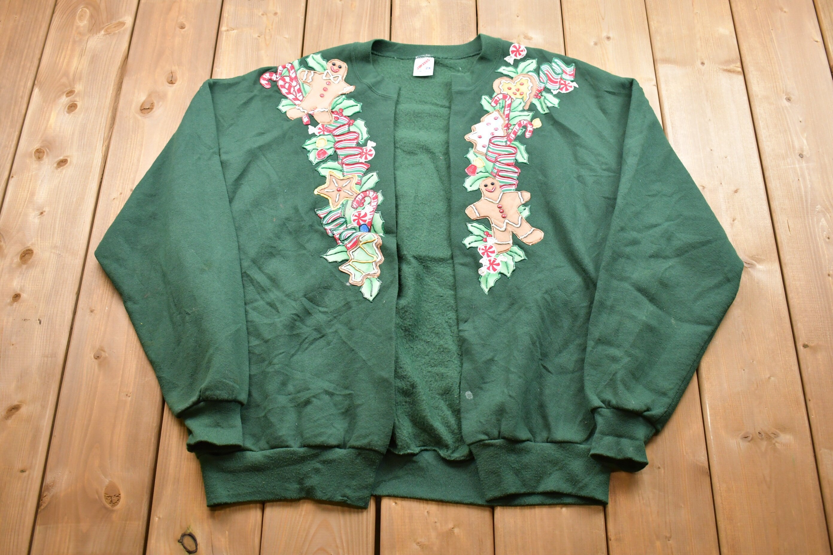 Vintage 1990s Homemade Cardigan Christmas Crewneck