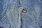 Vintage 1990s Rasco Denim Plaid Lined Fire Resistant Hooded Jacket Men's 2XL