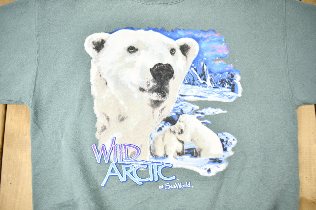 Vintage 1990s Wild Artic At Sea World Polar Bear Crewneck Sweatshirt