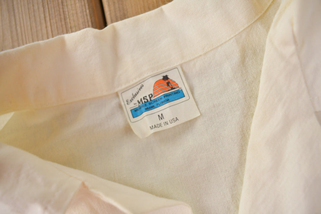 Vintage 1980s Windjammer Barefoot Cruises Button Up Vacation Shirt Made in USA