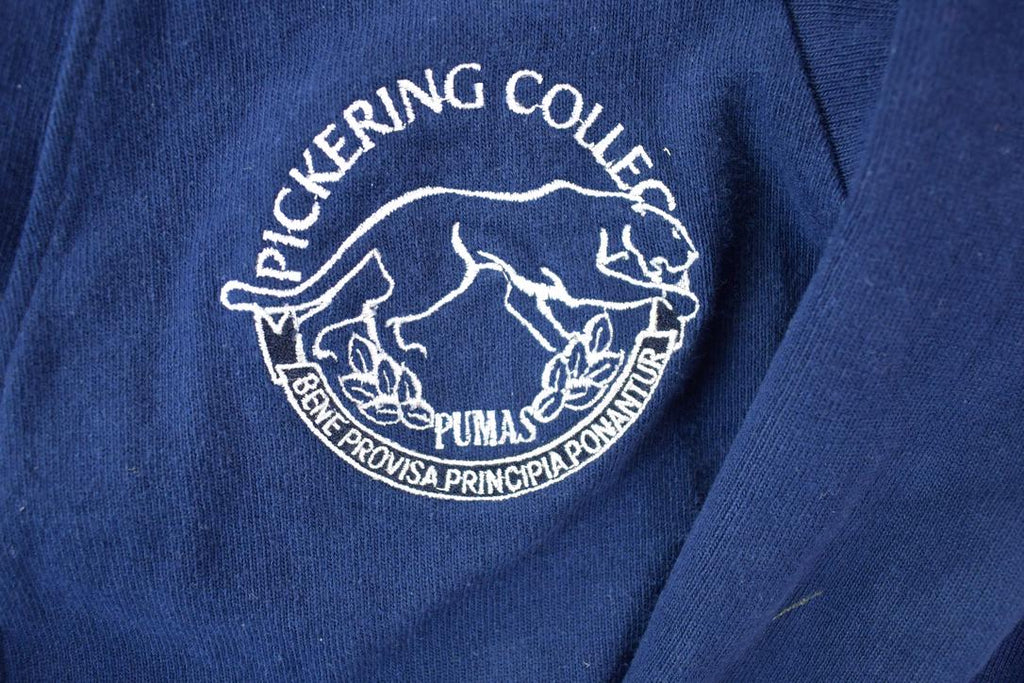 Vintage 1990s Pickering College Heavy Knit Barbarian Cardigan Collegiate Embroidered Knit