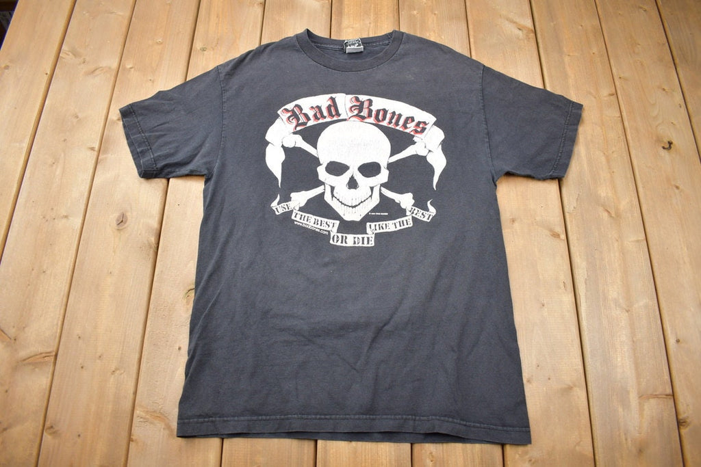 Vintage 1991 Bad Bones Skull Graphic T Shirt