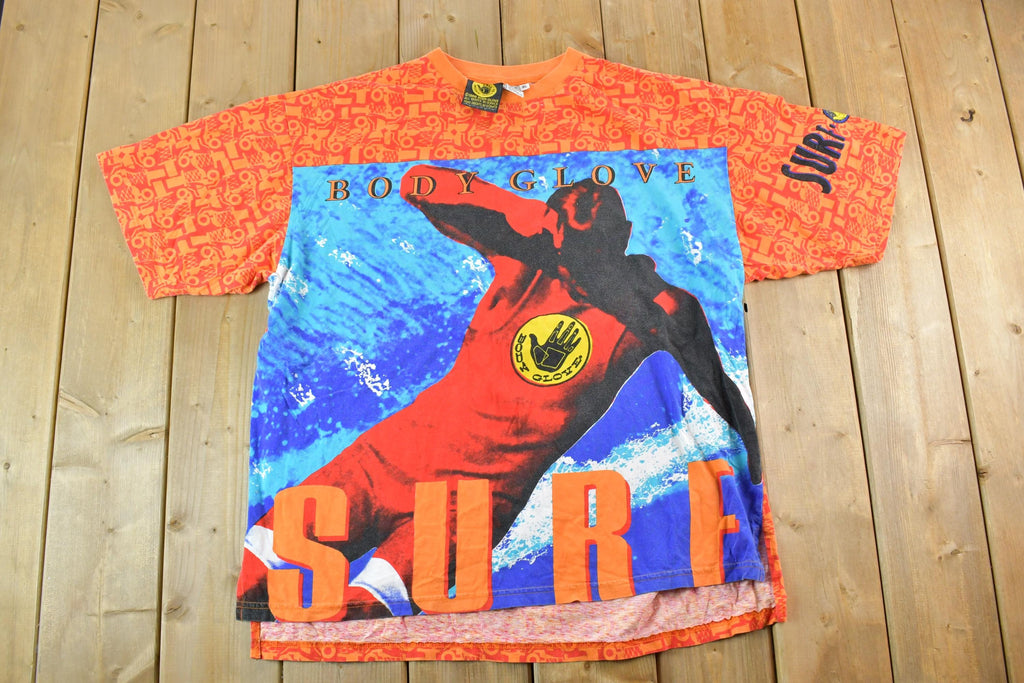 Vintage 1988 Body Glove All Over Print Neon Single Stitch Surfing T-Shirt