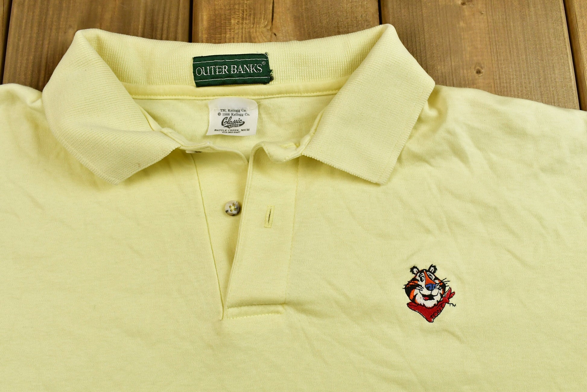 Vintage 1980s Polo Shirt / Kellog's / Tony the Tiger / Embroidered Character / Athleisure / Sportswear / Vintage Athleticwear