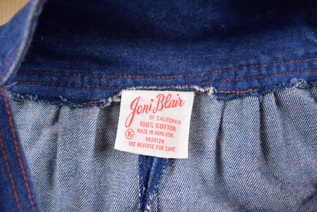 Vintage 1980s Joni Blair Embroidered Denim Dress Size 15