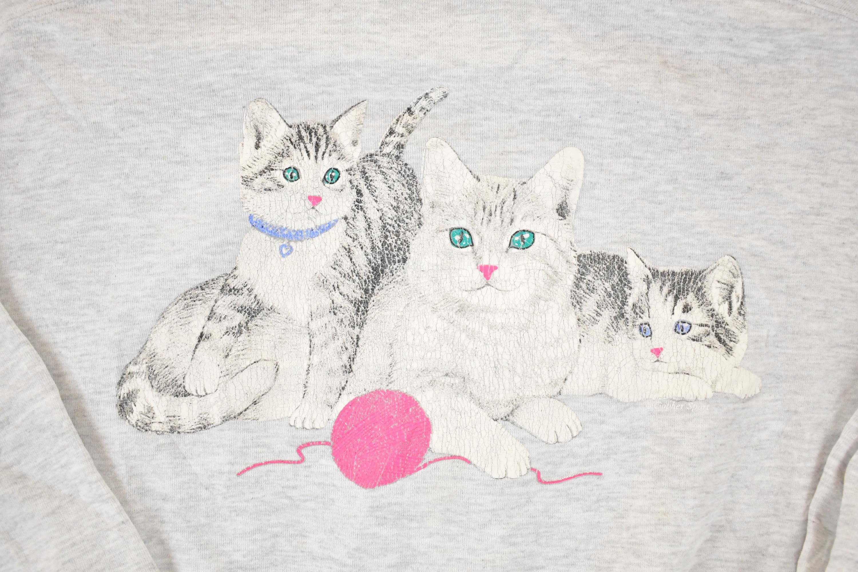 Vintage 1990s Yarn Kitty Turtleneck Sweatshirt Women's XL