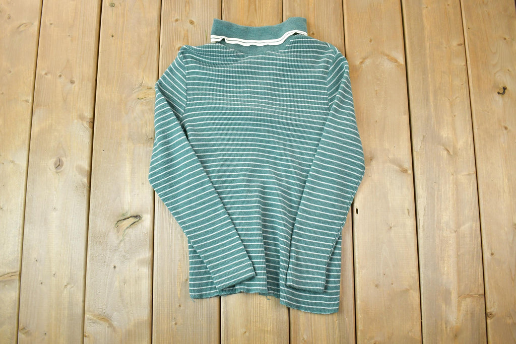 Vintage 1990s Knit Turtleneck Quarter Zip Sweater / 90s Crewneck / Made In USA / Preppy