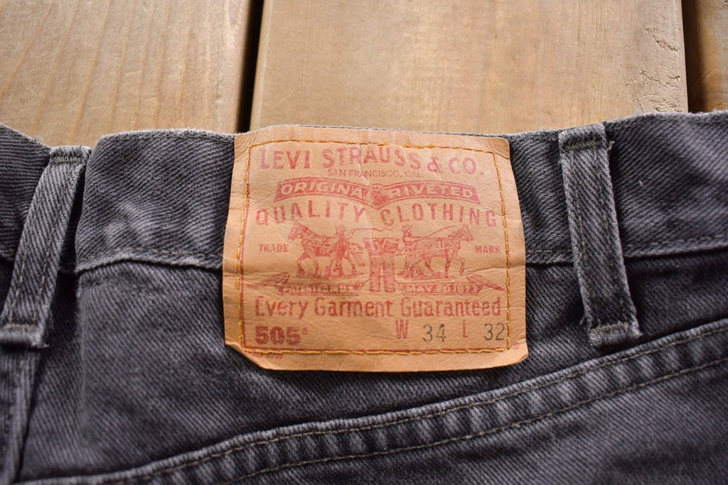 Vintage 1990s Black Levi's 505 Red Tab Denim Jeans Size 32 x 30