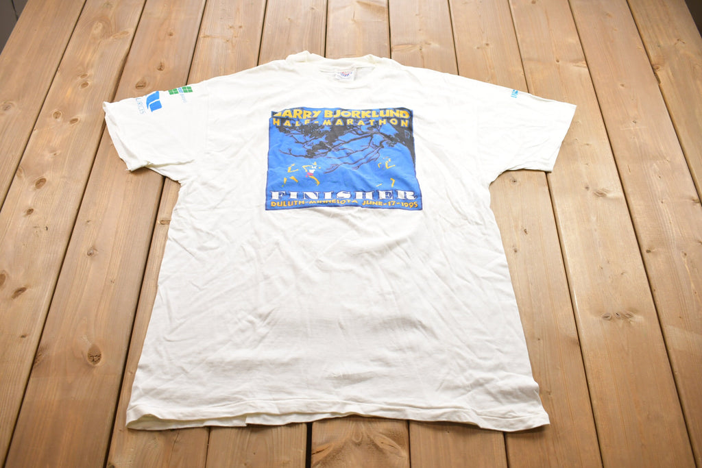 Vintage 1995 Garry Bjorklund Half Marathon Finisher Graphic T-Shirt
