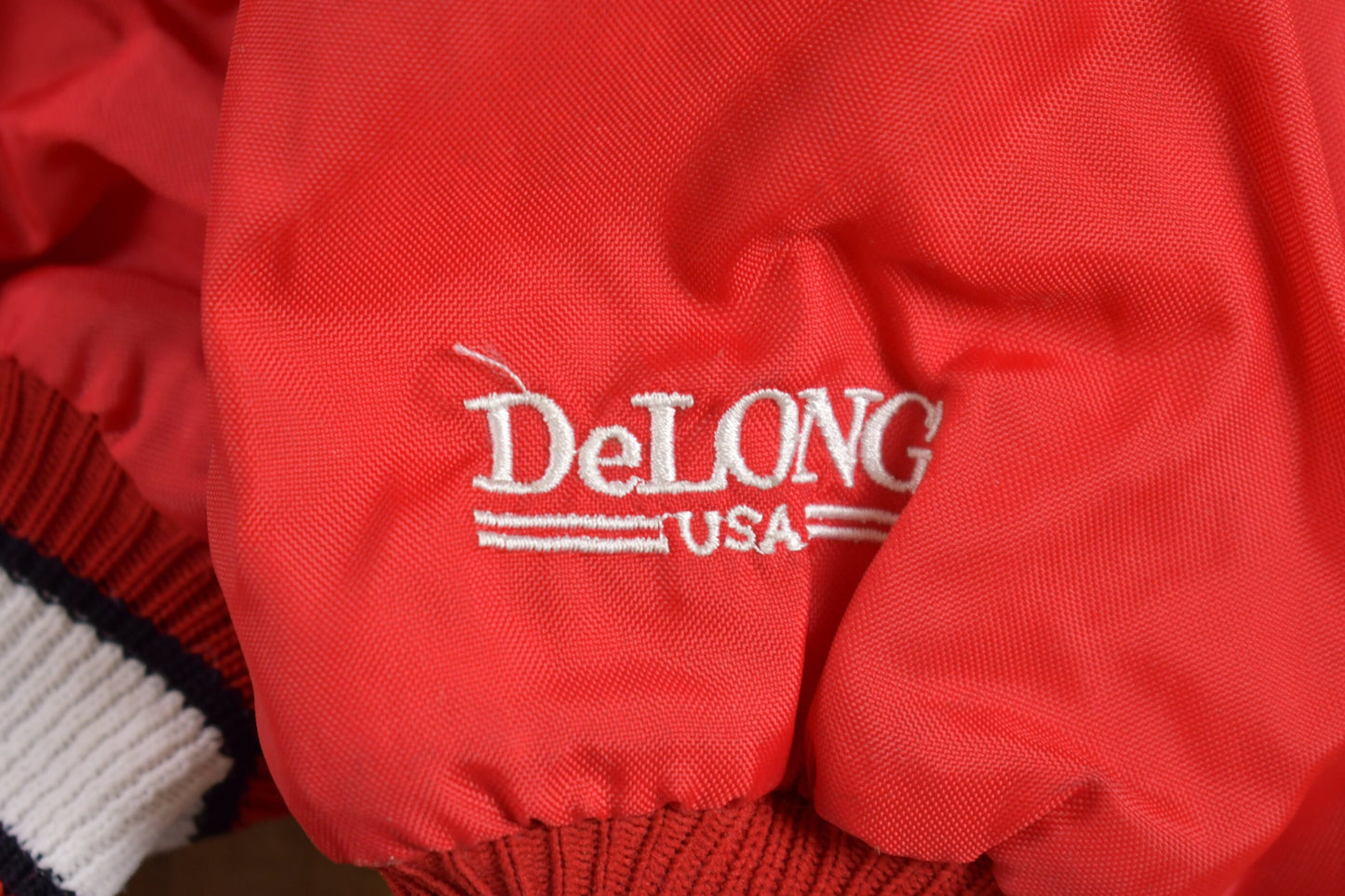 Vintage 1980s DeLong Monroe Pullover Windbreaker Jacket / Team Logo / Athletic Sportswear / Streetwear / Athleisure / Made In USA