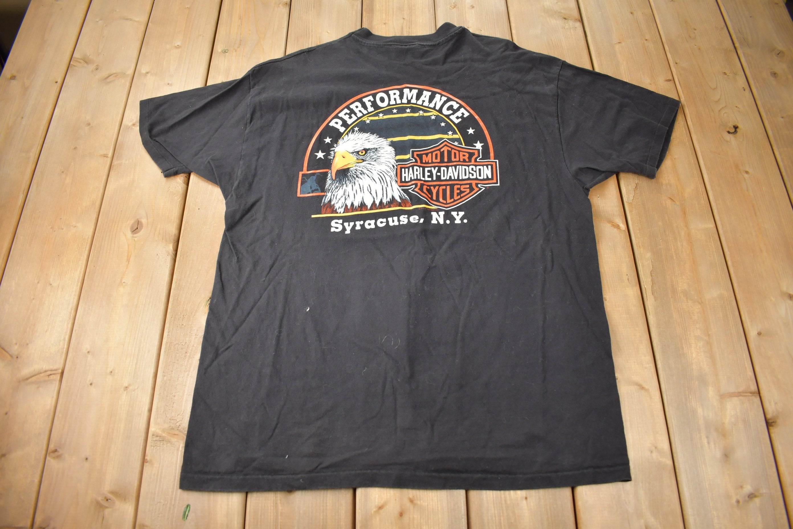 Vintage 1994 Harley Davidson Motorcycles Syracuse New York Single Stitch Graphic T-Shirt Made In USA