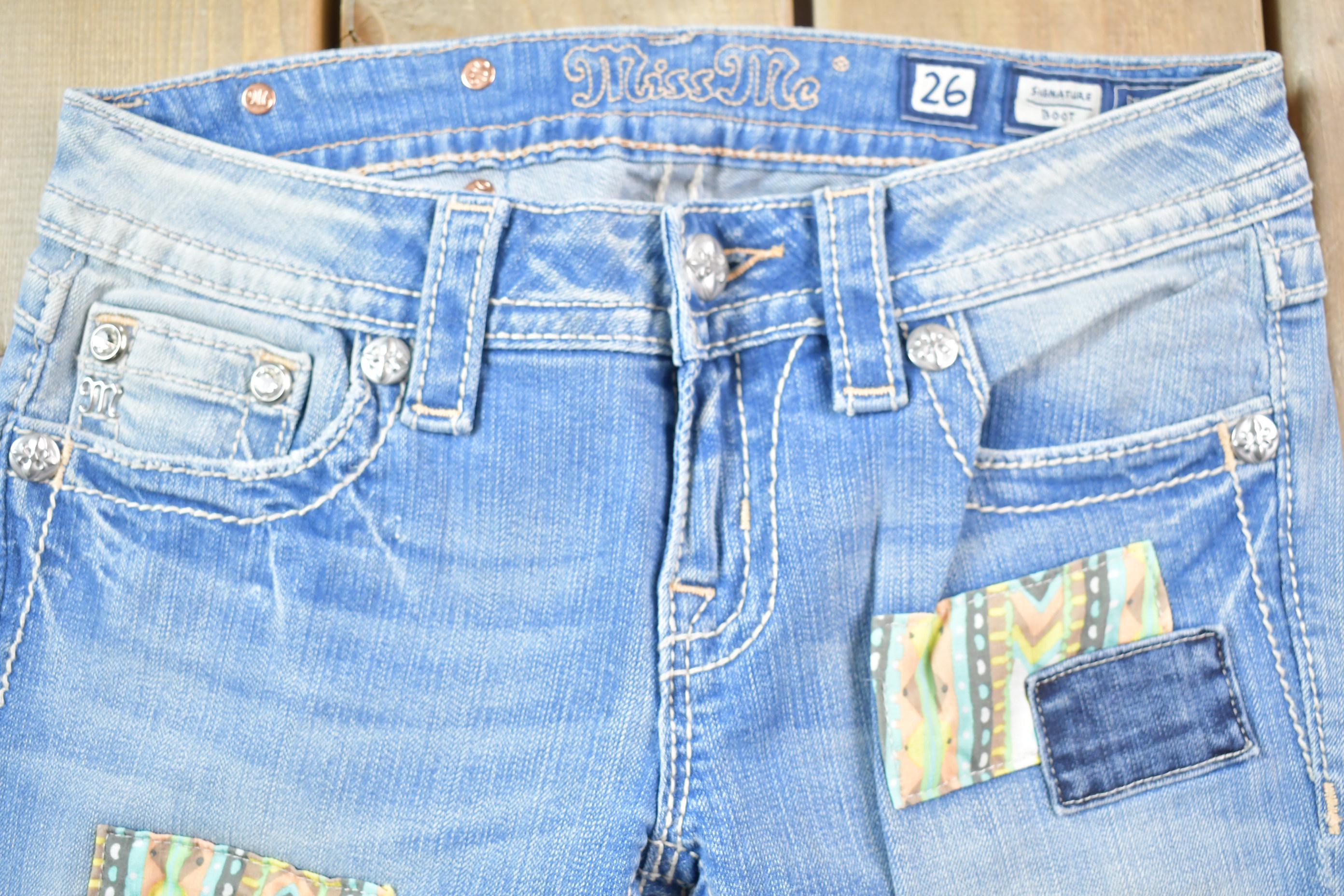 Vintage Y2K Miss Me Bedazzled Low Rise Jeans Size 26x32