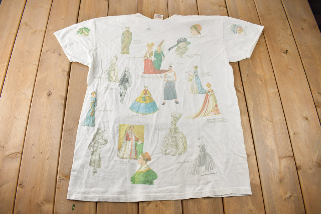 Vintage 1999 Fashion Of The Millennium All Over Print Graphic T Shirt Made In USA