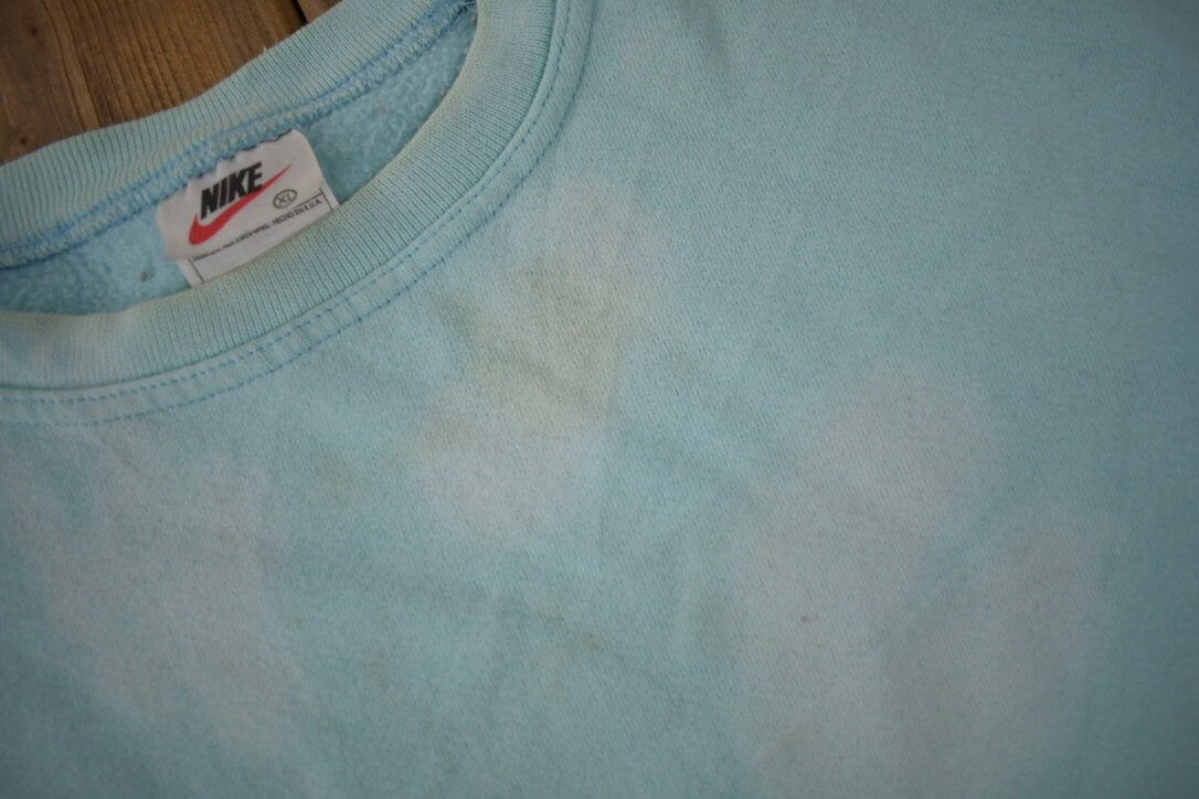 Vintage 1990s Nike Embroidered Mini Swoosh Tie Dye Crewneck Sweatshirt Made in USA