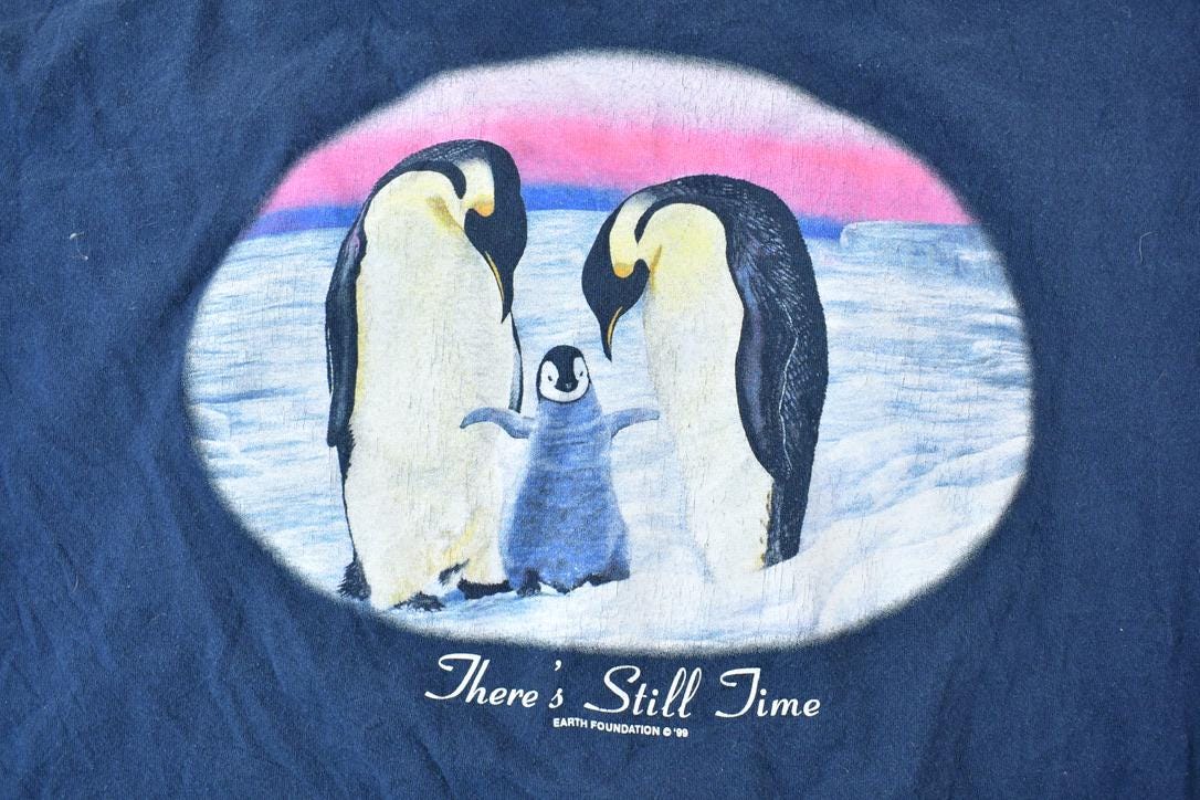 Vintage 1990s Penguin Family There Is time Graphic T-Shirt