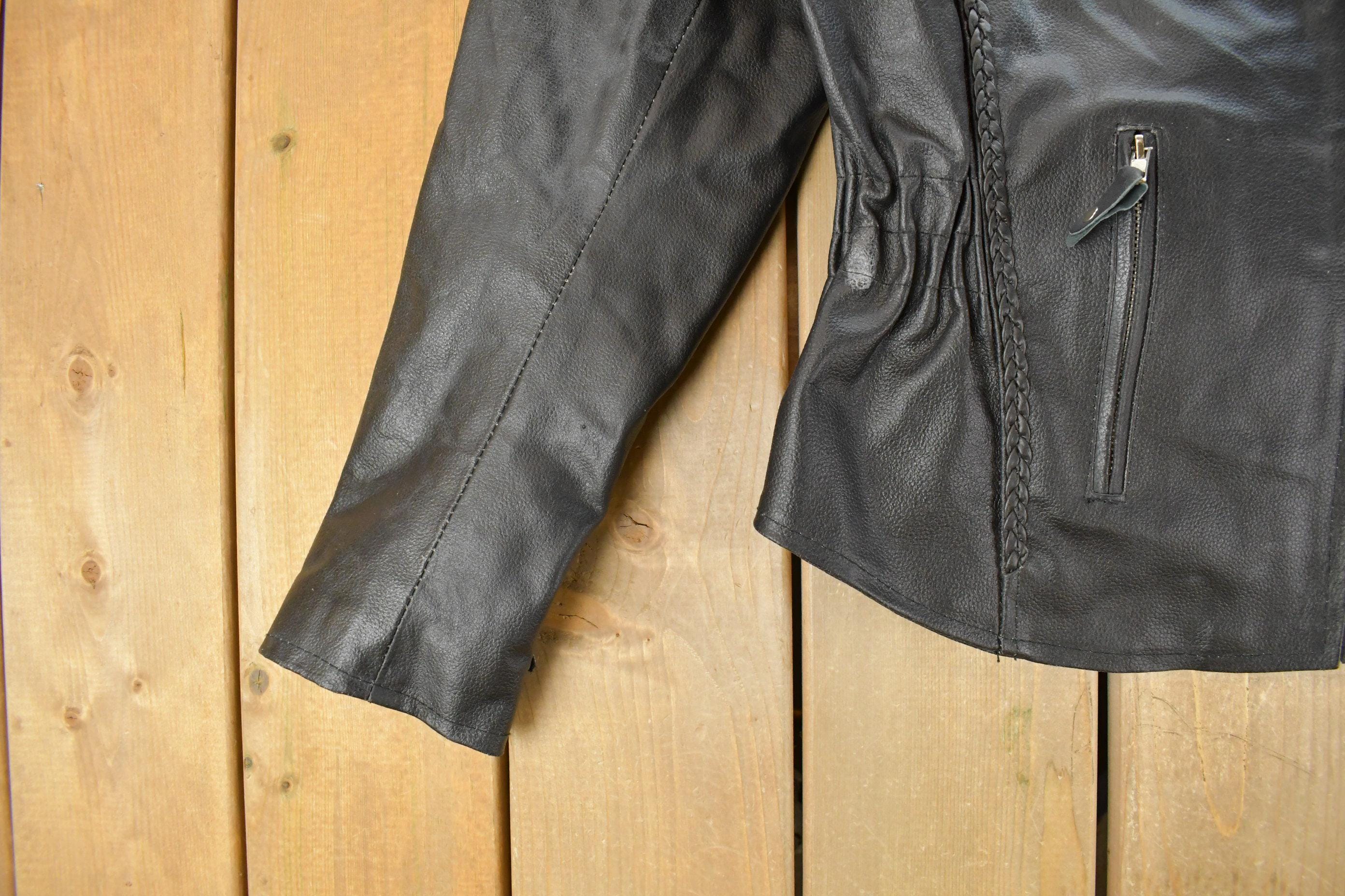 Vintage 1990s Rocky Mountain Hide Leather Motorcycle Jacket Women's S