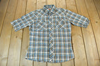 Vintage 1990s Levi's Western Wear Pearl Snap Plaid Button Up Shirt Size M