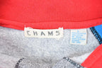 Vintage 1990s Chams Crazy Colour Block Collared Crewneck Sweatshirt