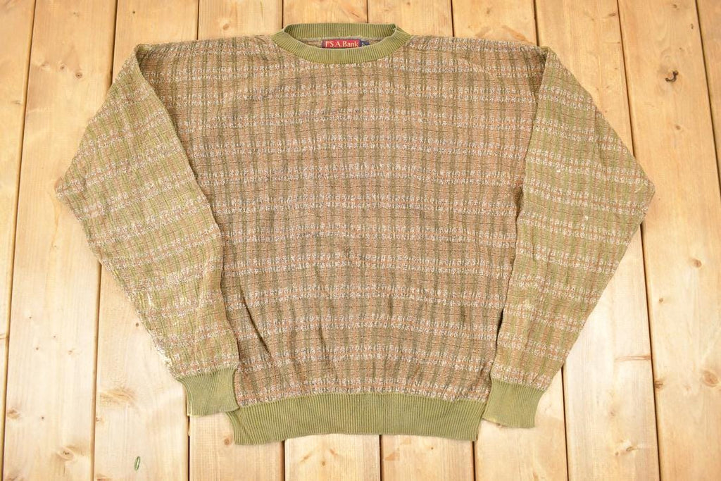 Vintage 1990s S A Bank Knit Crewneck Sweater Men's L