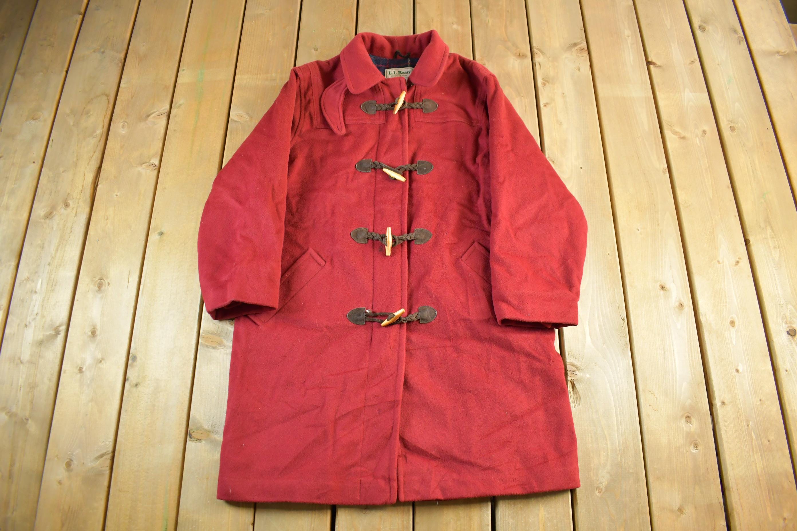 Vintage 90s LL Bean Wool Duffle Coat - Made In USA - Women's Size 12