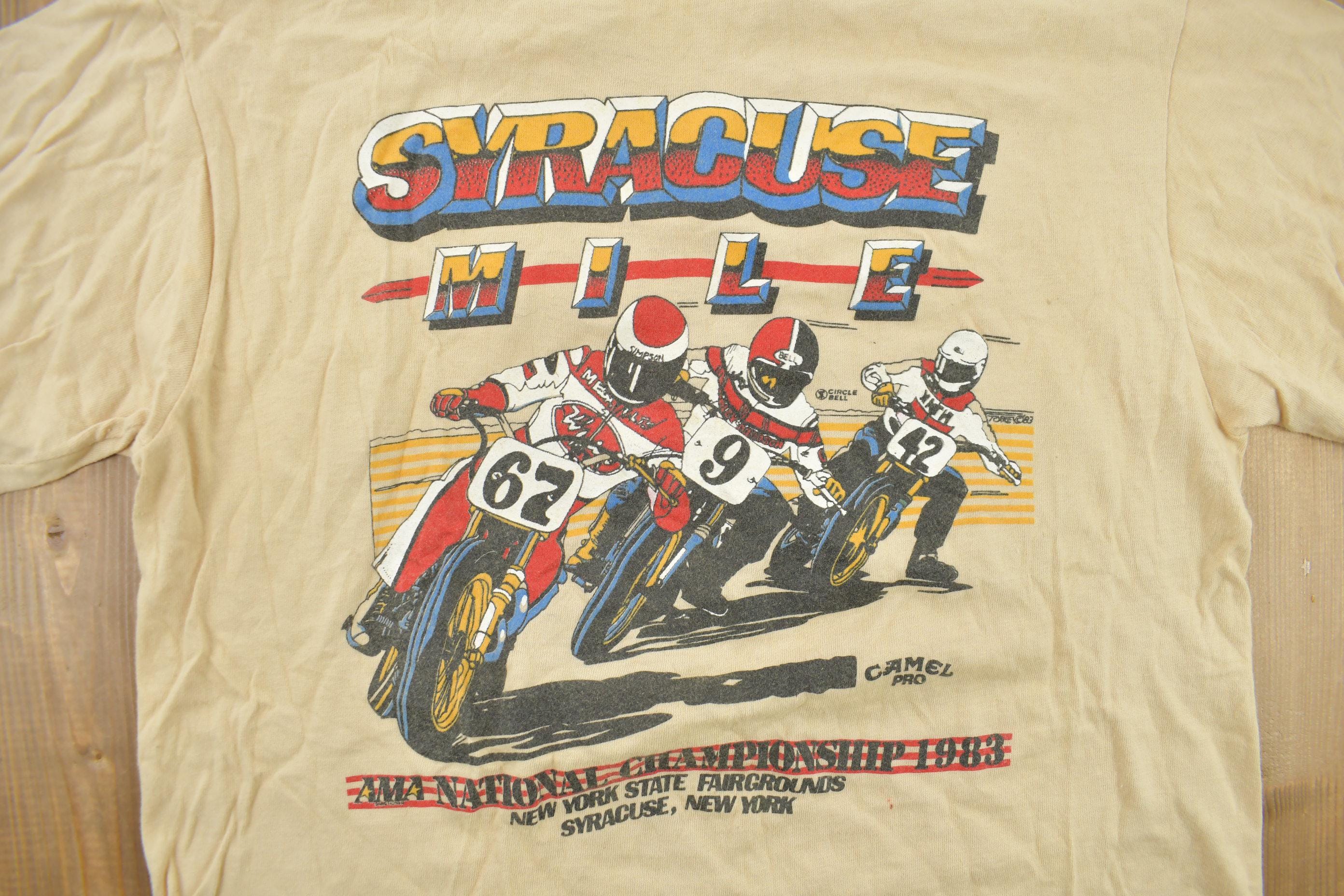 Vintage 1983 Syracuse Mile Road Bike Racing Graphic T Shirt