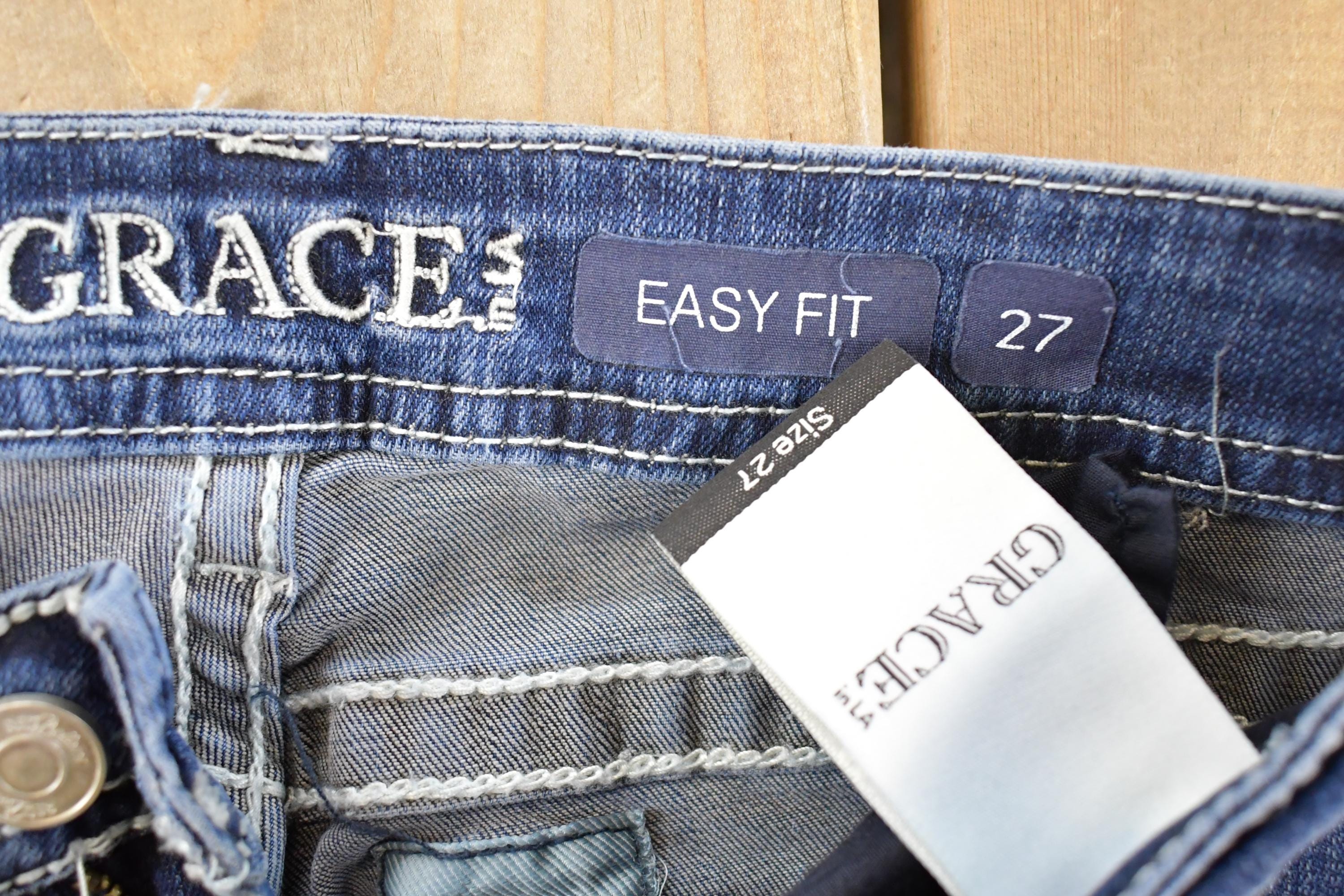 Vintage Deadstock Y2K Grace LA Bedazzled Low Rise Jeans Women's Size 27 x 32