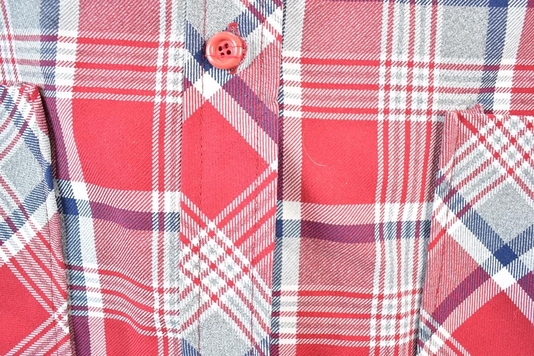 Vintage 1970s Kmart Red Plaid Flannel Button Up Shirt Mens XS  1990s Button Up  Vintage Flannel  Plaid Shirt  Button Down
