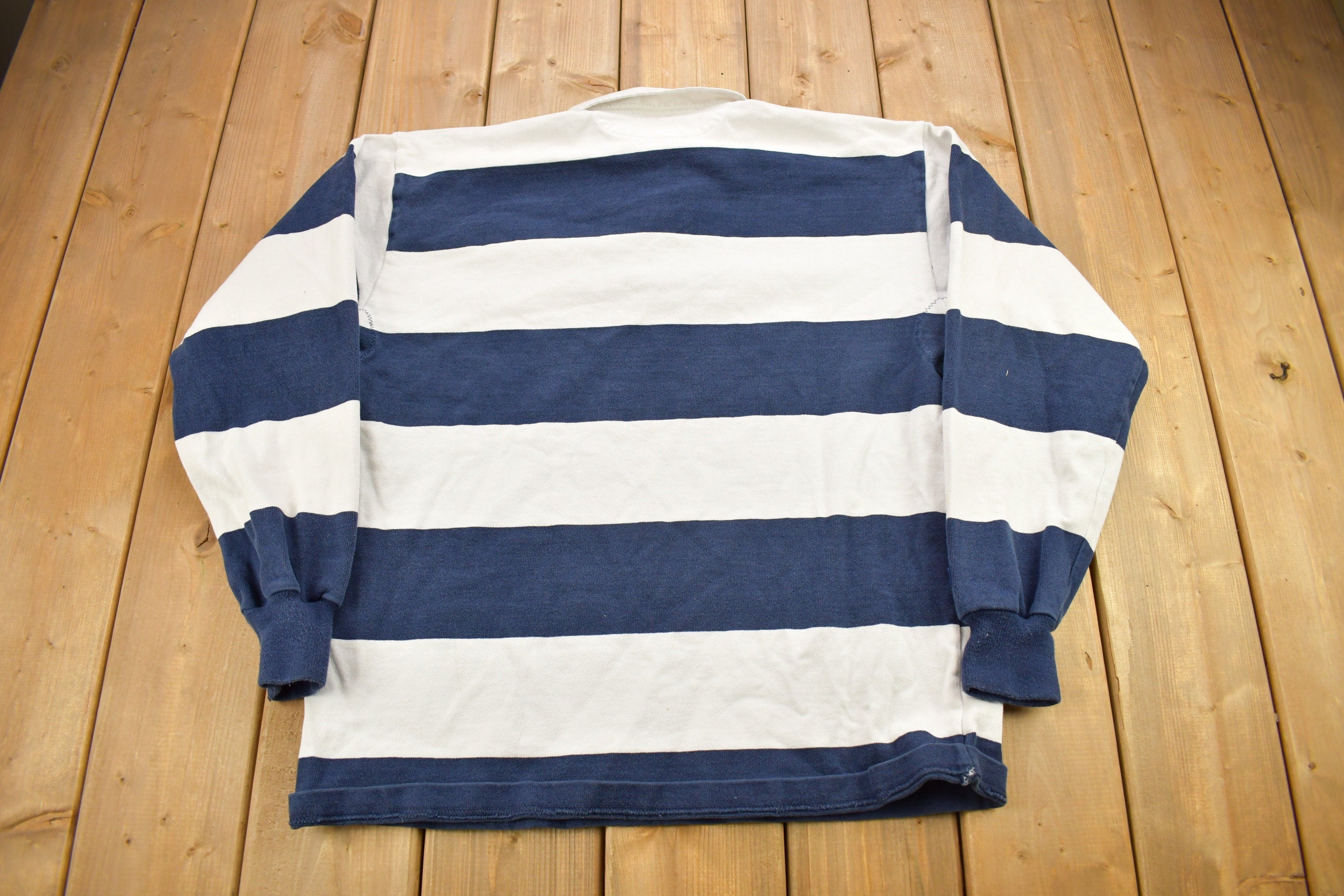 Vintage 1990s H Embroidered Color Block Rugby Sweatshirt