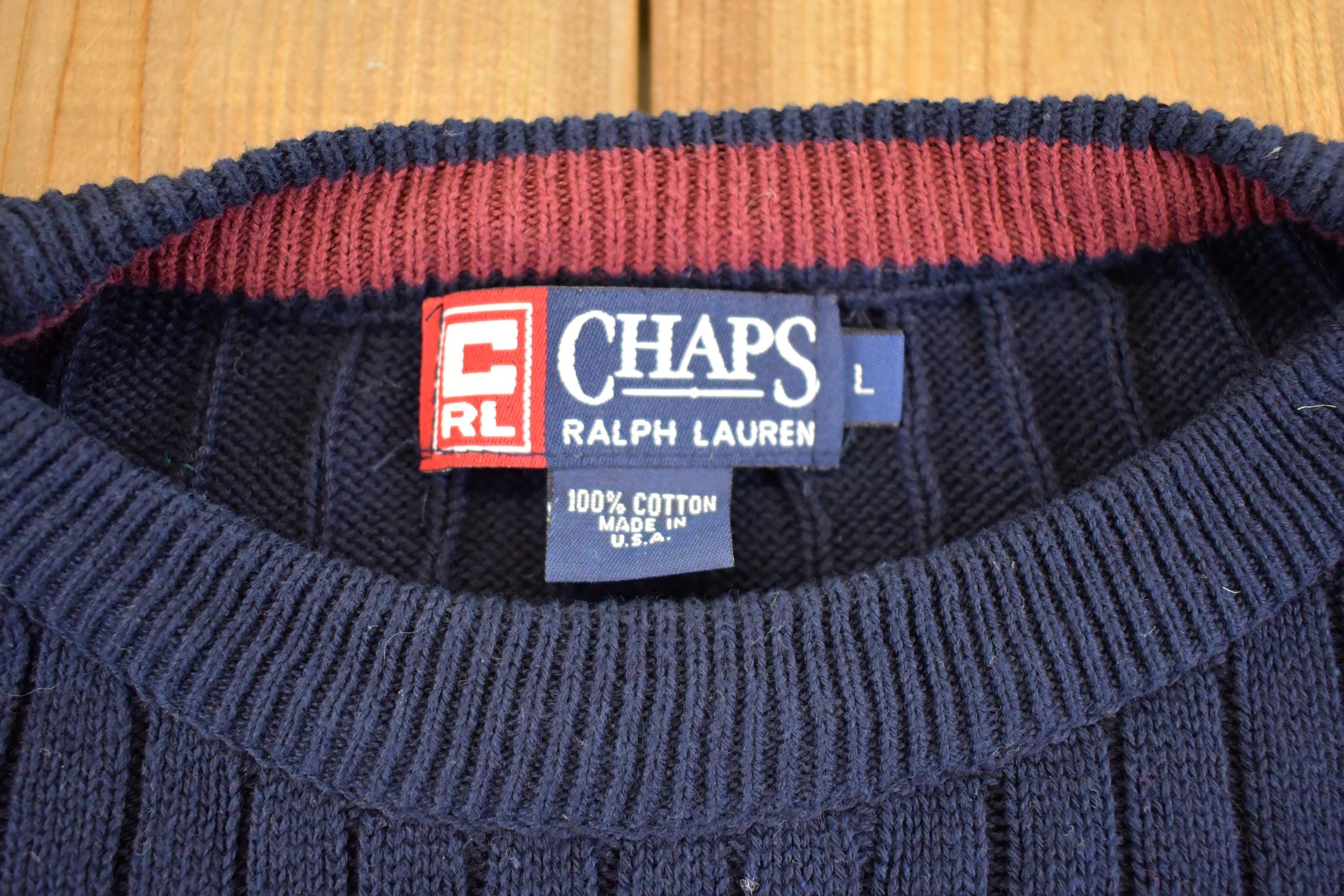 Vintage 1990s Chaps Ralph Lauren Ribbed Knit Crewneck Sweater Mens L /