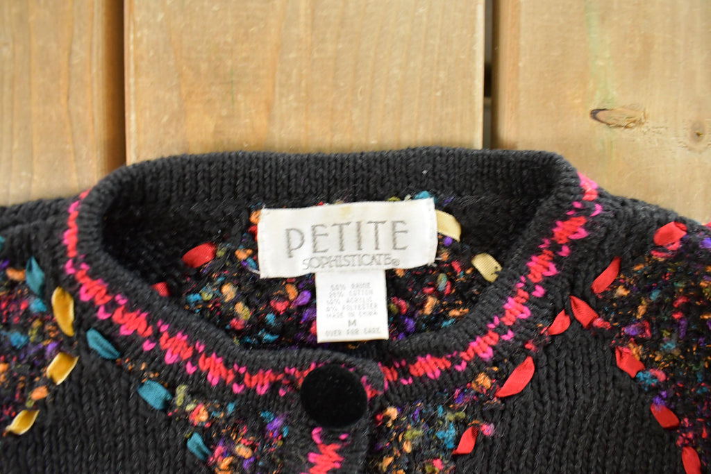 Vintage 1990s Sophisticate Petite Argyle Knit Cardigan Sweater Women's Medium