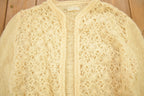 Vintage 1970s Crochet Knitted Open Shall Wool Cardigan Sweater