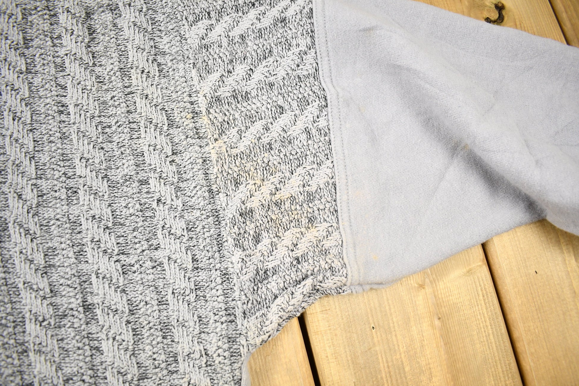 Vintage 1990s CC Sport 3D Cable Knit Grey Crewneck Sweater