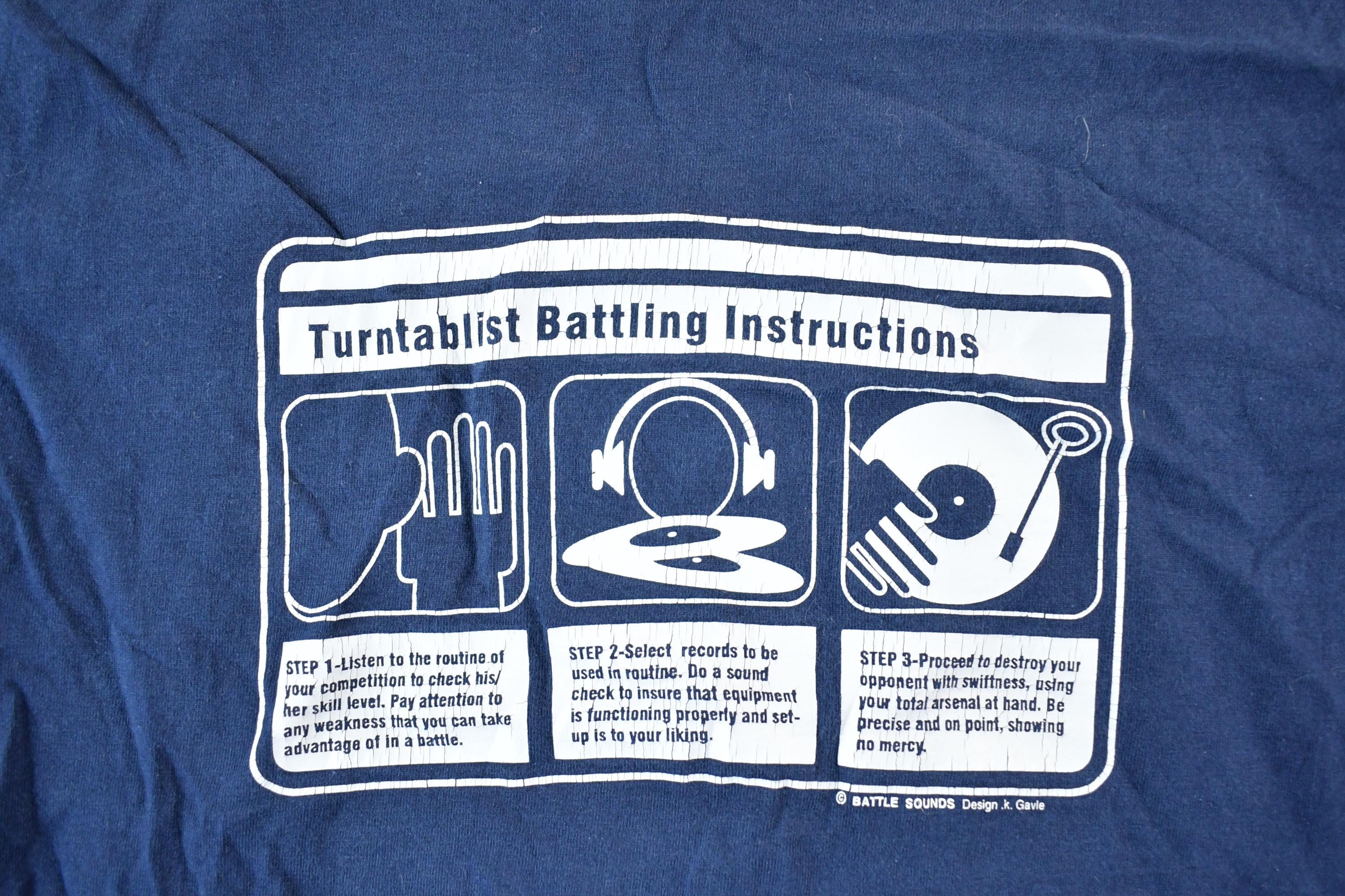 Vintage 1990s Turntablist Battling Instructions Souvenir T-Shirt Mens M